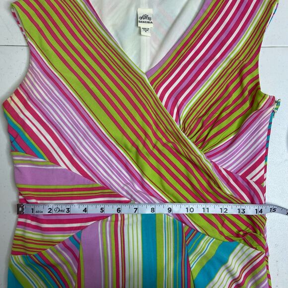 Sangria Women Size 6 Striped Sleeveless Maxi Dress Coloful Summer Vaca Beach - Picture 11 of 12